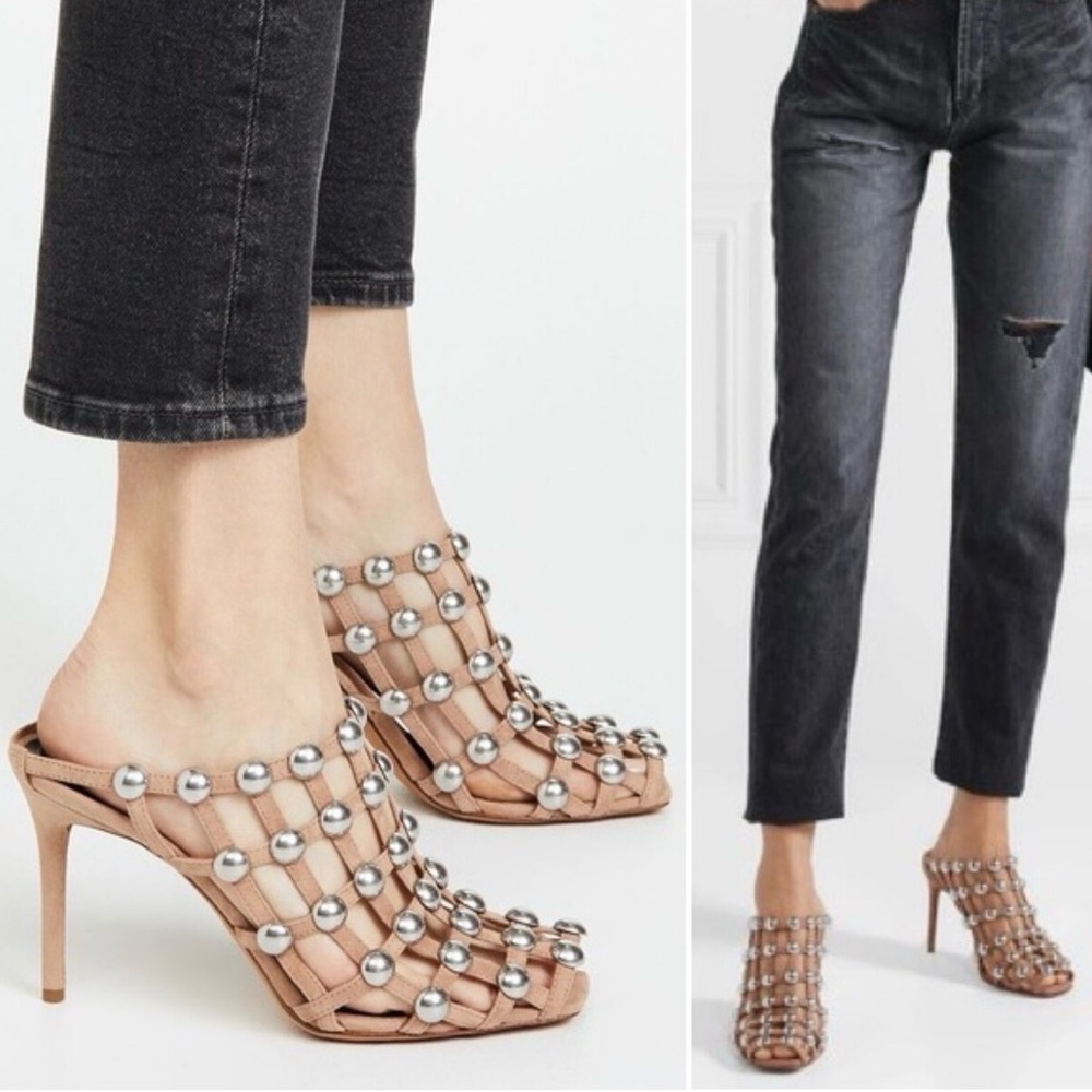 Studded Tan Heeled Sandals